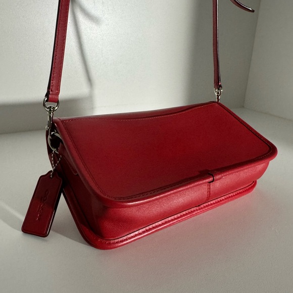 COACH Red Penny Smooth Glove Calf Leather Shoulder Crossbody Bag - Picture 6 of 14